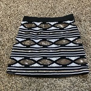 Red dress boutique black silver sequin skirt